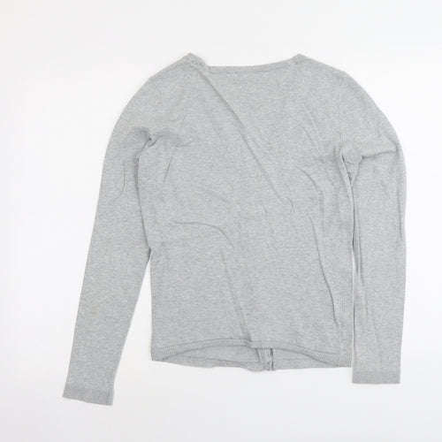 HEMA Womens Grey V-Neck Cotton Cardigan Jumper Size M