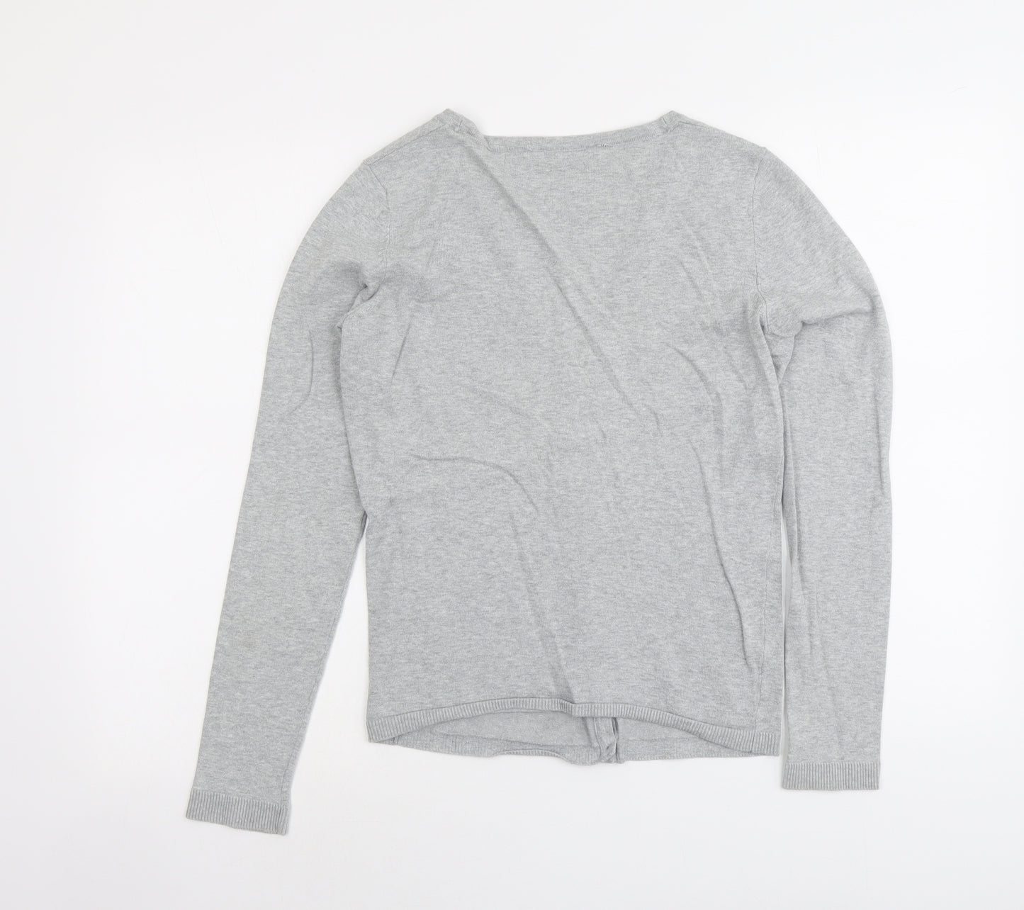 HEMA Womens Grey V-Neck Cotton Cardigan Jumper Size M
