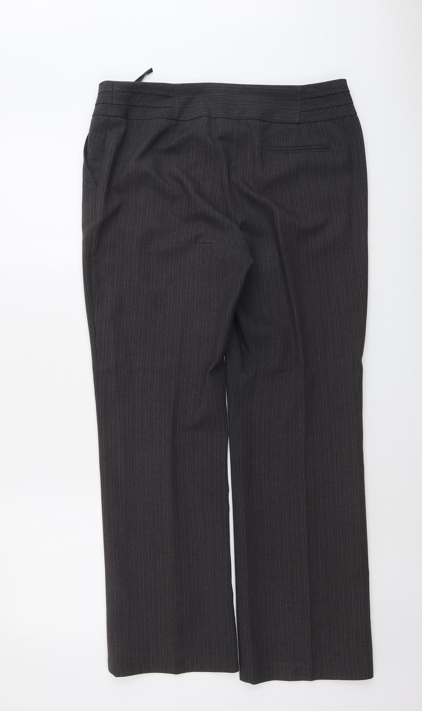 BHS Womens Grey Polyester Dress Pants Trousers Size 12 L29 in Regular Button