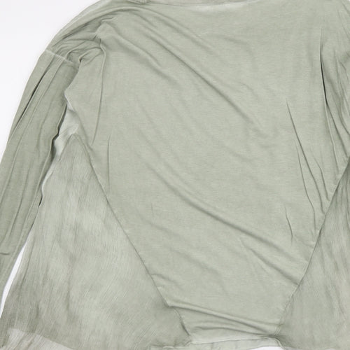 Suzy D Womens Green Polyester Basic Blouse Size S Round Neck