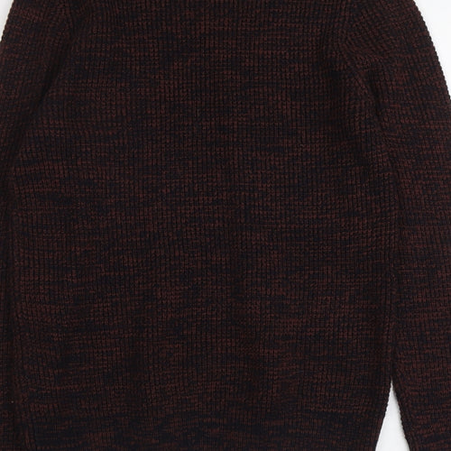 New Look Mens Red Round Neck Acrylic Pullover Jumper Size M Long Sleeve
