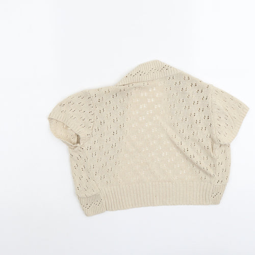 New Look Womens Beige V-Neck Cotton Cardigan Jumper Size M