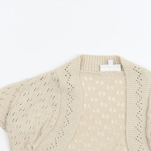 New Look Womens Beige V-Neck Cotton Cardigan Jumper Size M