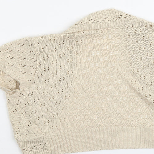 New Look Womens Beige V-Neck Cotton Cardigan Jumper Size M