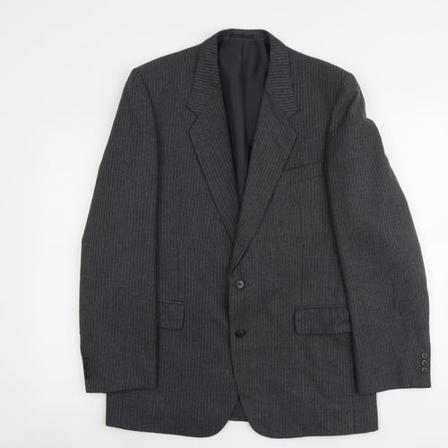C&A Mens Grey Striped Polyester Jacket Suit Jacket Size M Regular