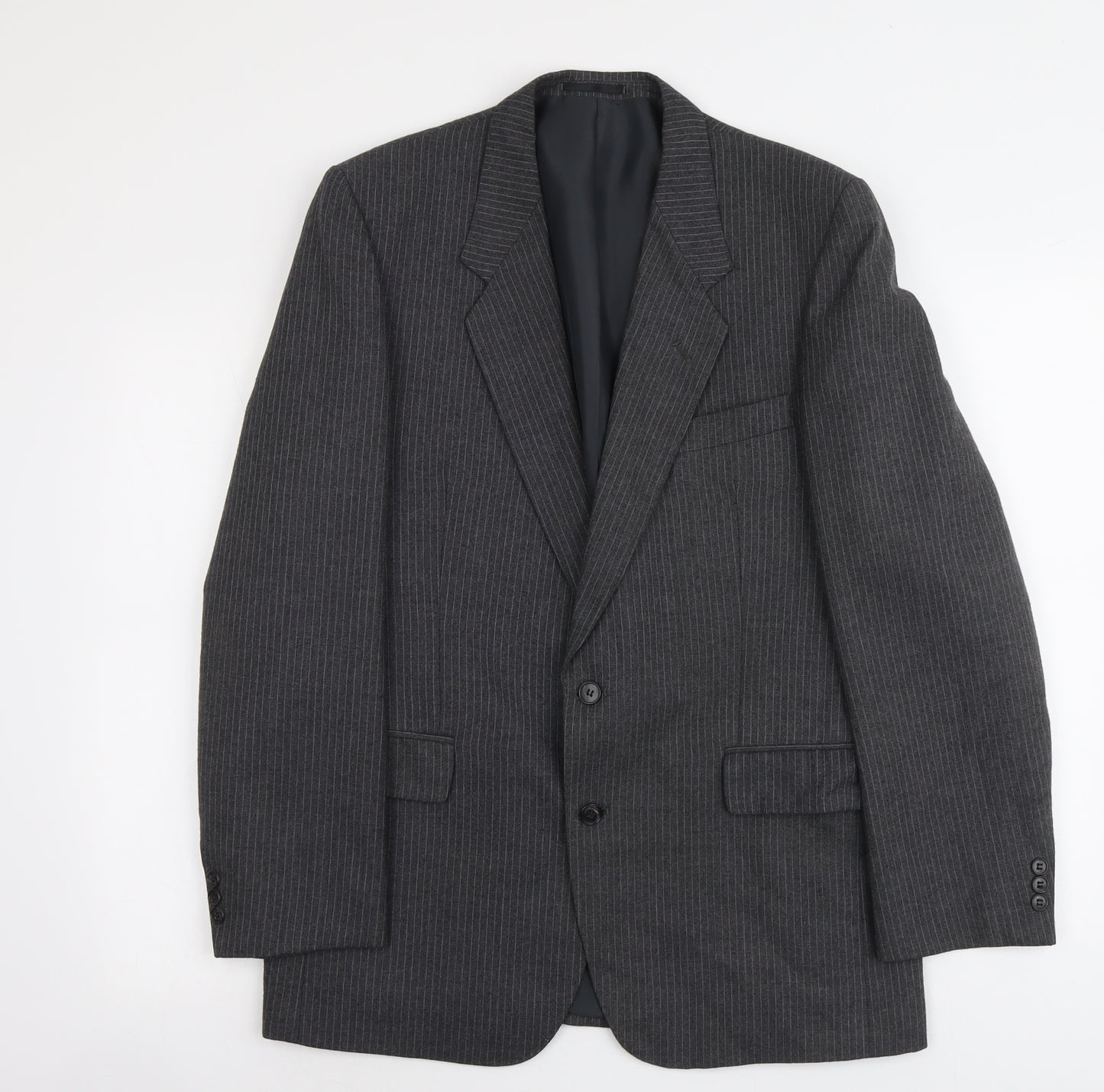 C&A Mens Grey Striped Polyester Jacket Suit Jacket Size M Regular