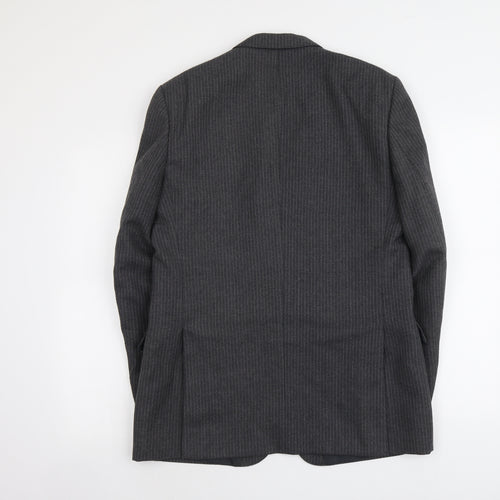 C&A Mens Grey Striped Polyester Jacket Suit Jacket Size M Regular