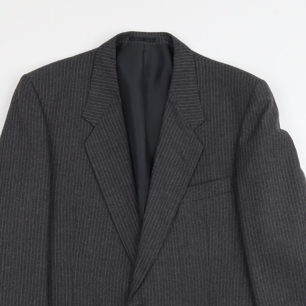 C&A Mens Grey Striped Polyester Jacket Suit Jacket Size M Regular