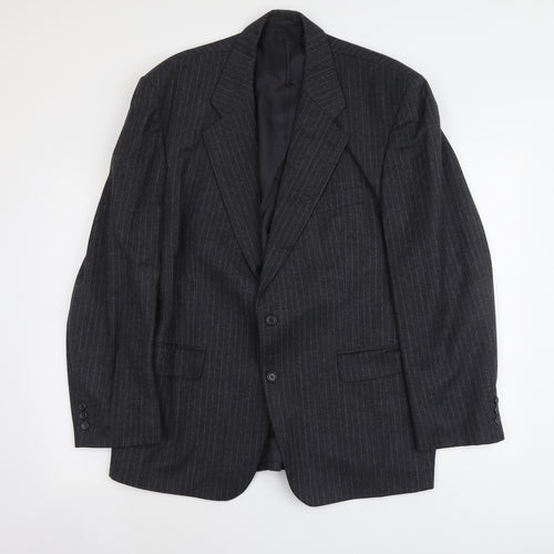 Burton Mens Grey Striped Wool Jacket Suit Jacket Size L Regular