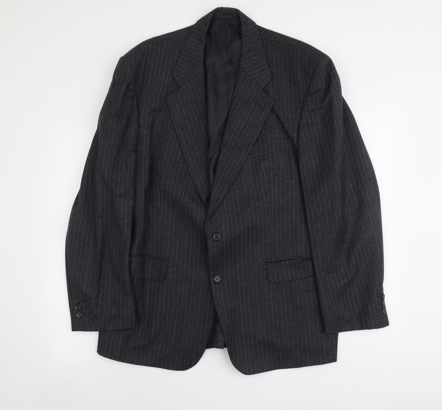 Burton Mens Grey Striped Wool Jacket Suit Jacket Size L Regular