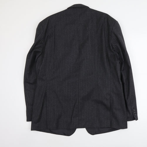 Burton Mens Grey Striped Wool Jacket Suit Jacket Size L Regular