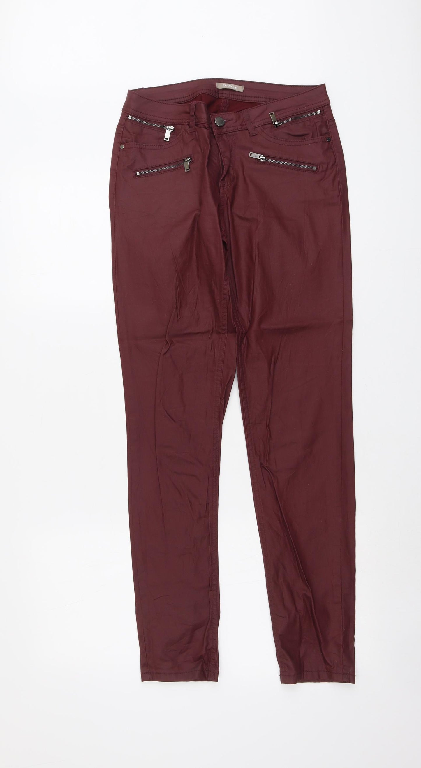 ORSAY Womens Red Cotton Trousers Size 6 L30 in Regular Button