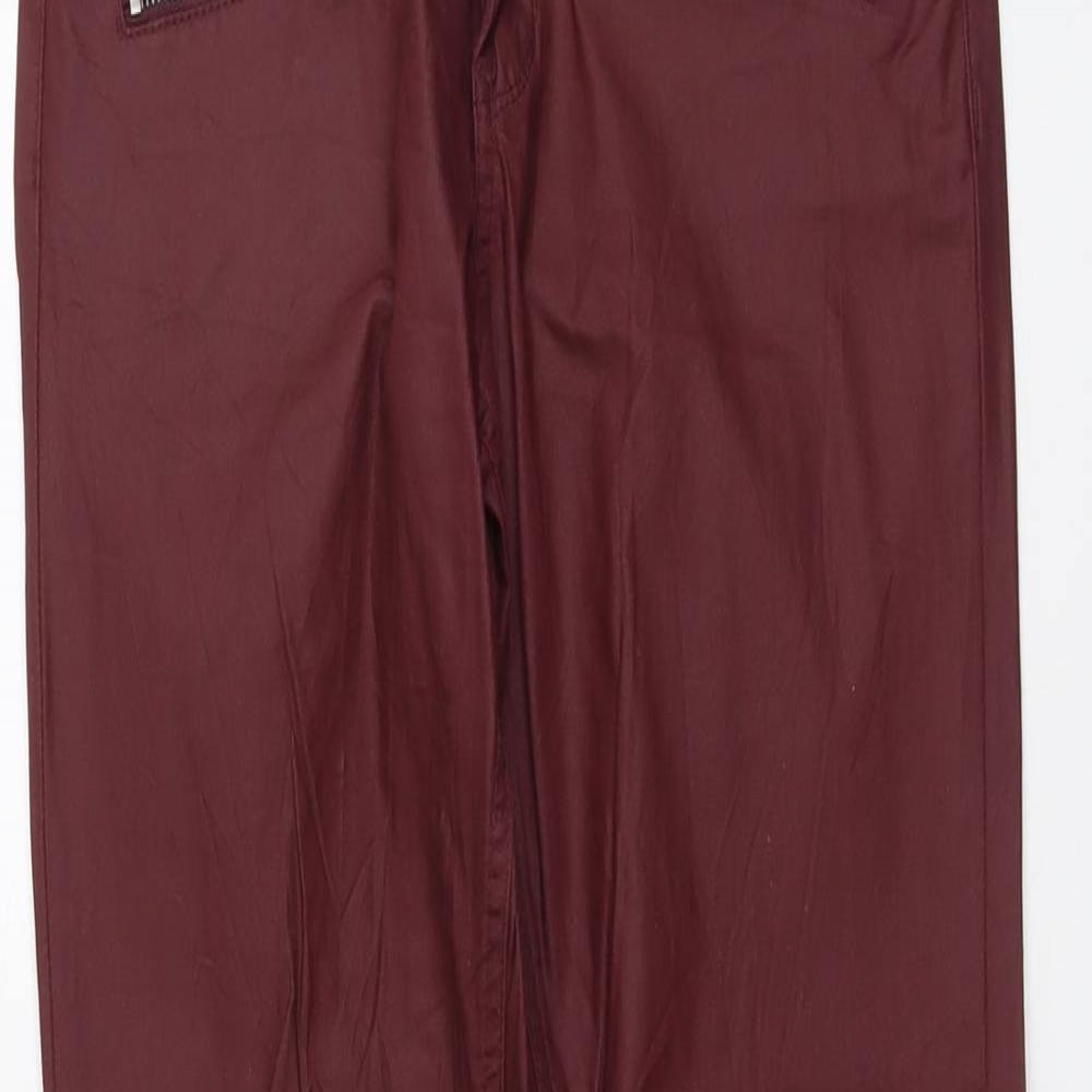 ORSAY Womens Red Cotton Trousers Size 6 L30 in Regular Button