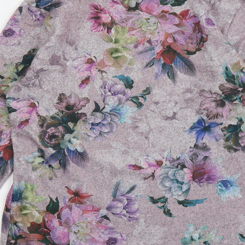 Chianti Womens Pink Round Neck Floral Polyester Pullover Jumper Size 10