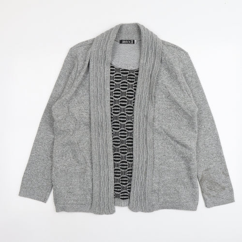Envy Womens Grey Round Neck Geometric Acrylic Cardigan Jumper Size M - Twin Set