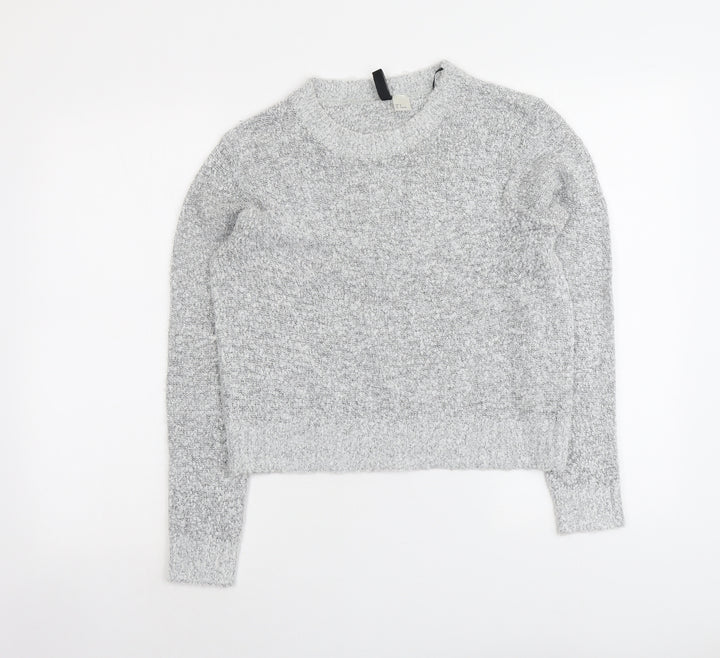 H&M Womens Grey Round Neck Acrylic Pullover Jumper Size M