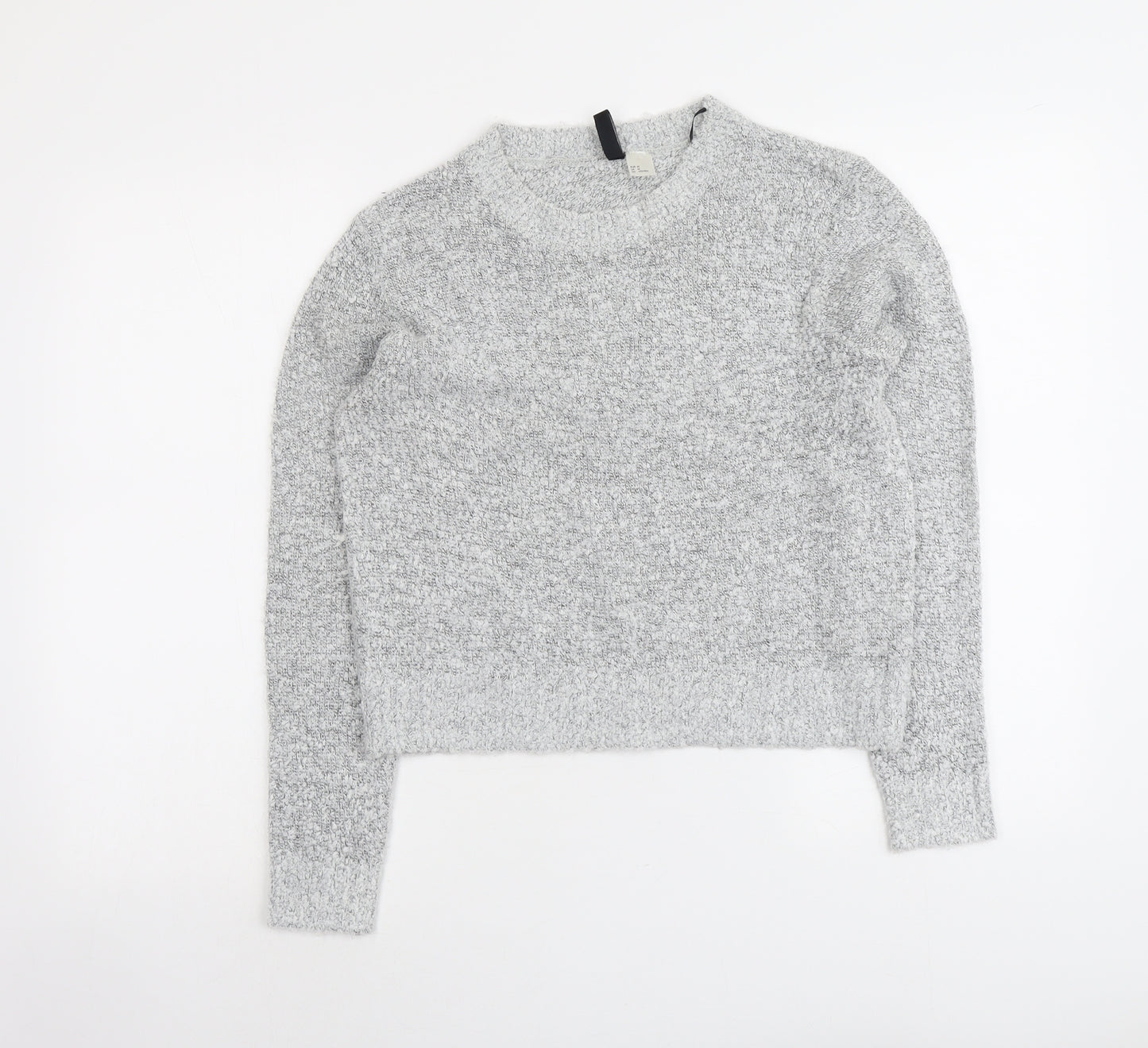 H&M Womens Grey Round Neck Acrylic Pullover Jumper Size M