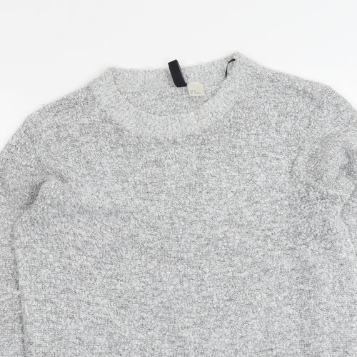 H&M Womens Grey Round Neck Acrylic Pullover Jumper Size M
