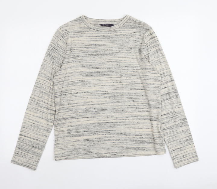 Marks and Spencer Womens Beige Round Neck Polyester Pullover Jumper Size 12