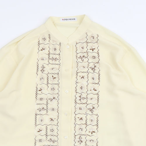 Windsmor Womens Ivory Geometric Polyester Basic Button-Up Size 16 V-Neck