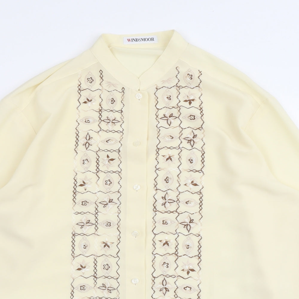 Windsmor Womens Ivory Geometric Polyester Basic Button-Up Size 16 V-Neck
