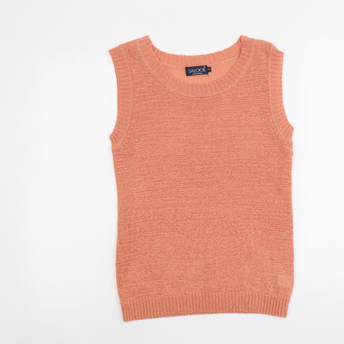 Saloos Womens Orange Polyester Basic Tank Size L Round Neck