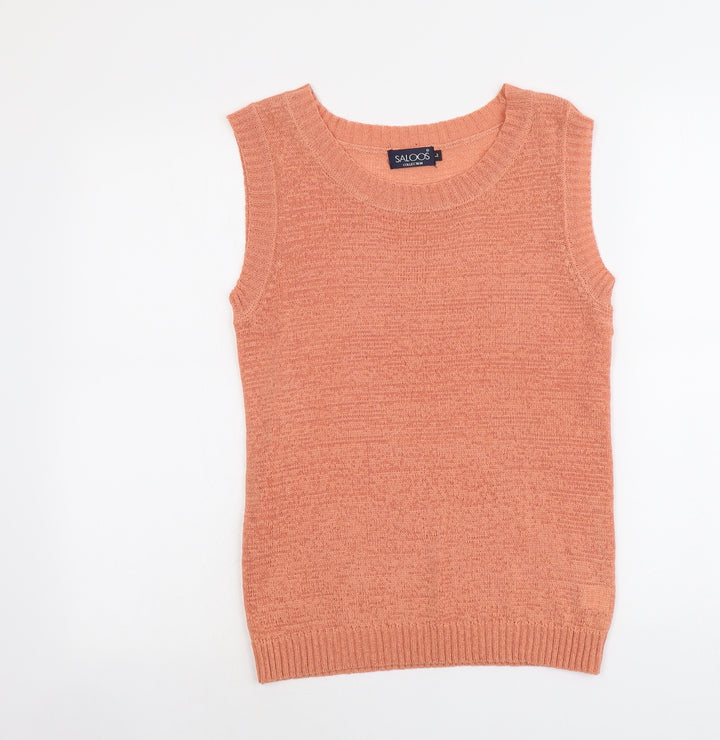 Saloos Womens Orange Polyester Basic Tank Size L Round Neck