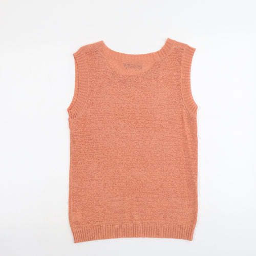 Saloos Womens Orange Polyester Basic Tank Size L Round Neck