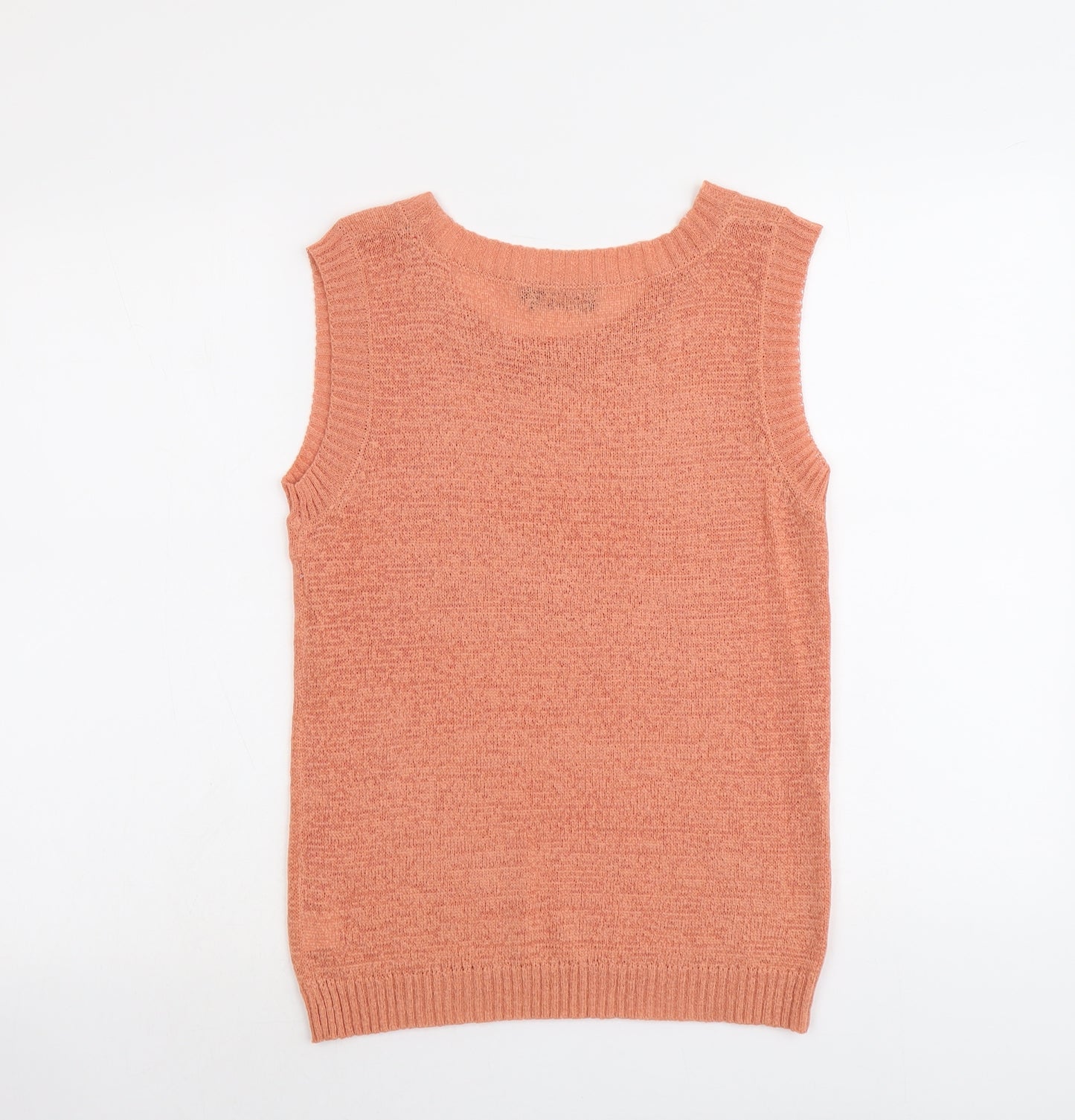 Saloos Womens Orange Polyester Basic Tank Size L Round Neck