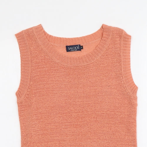 Saloos Womens Orange Polyester Basic Tank Size L Round Neck