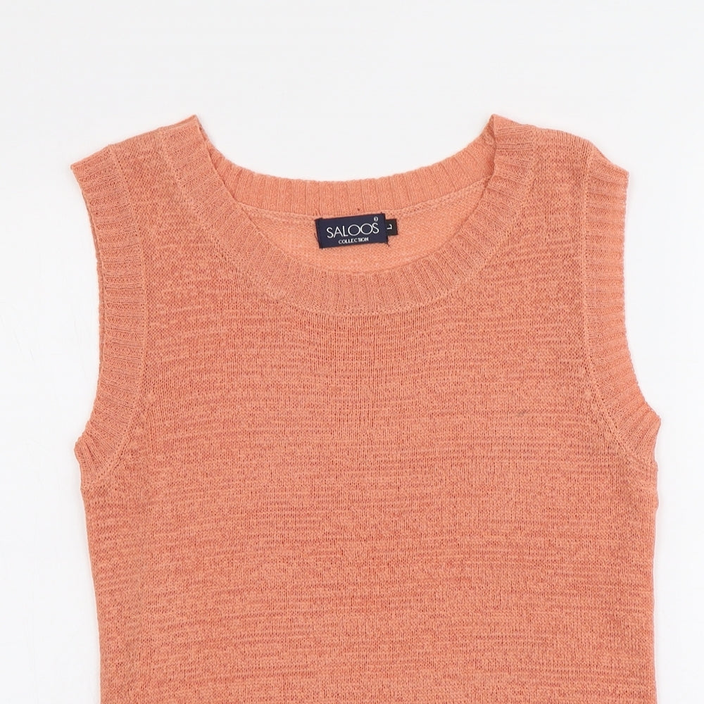 Saloos Womens Orange Polyester Basic Tank Size L Round Neck