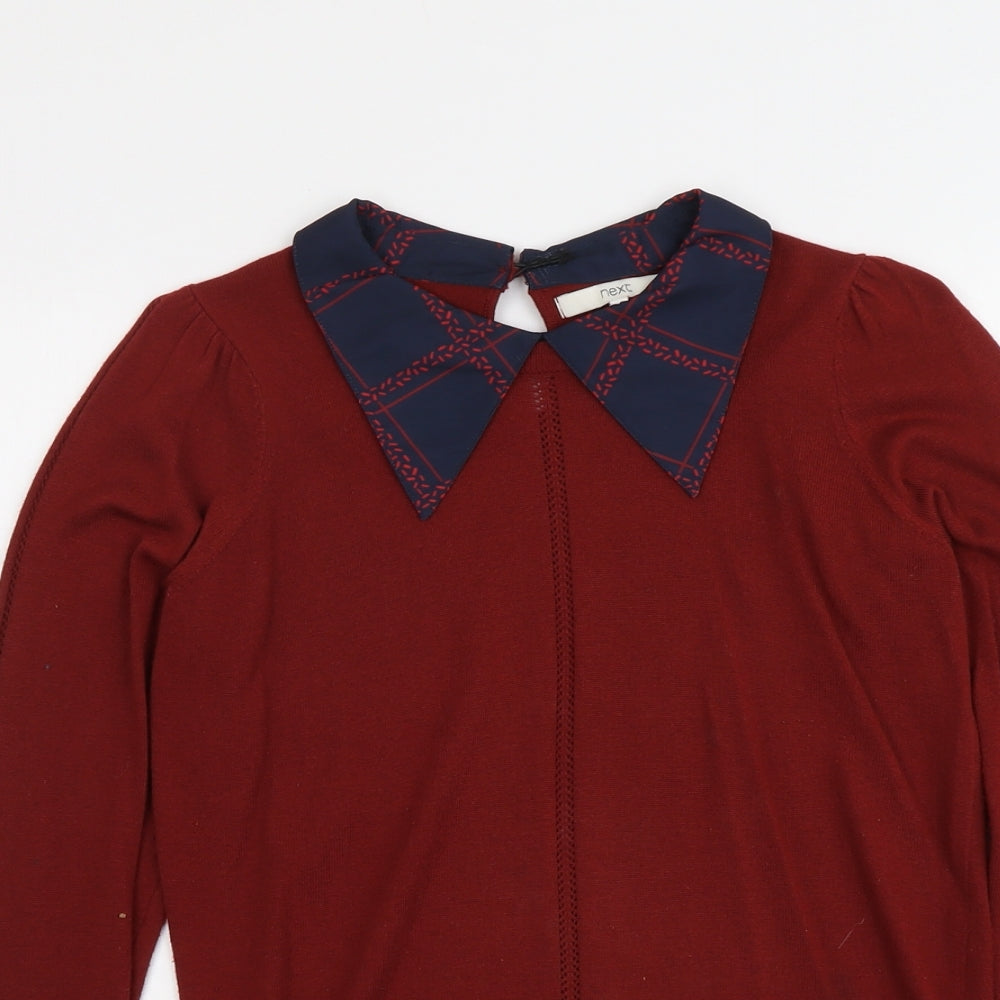 NEXT Womens Red Collared Polyester Pullover Jumper Size 6