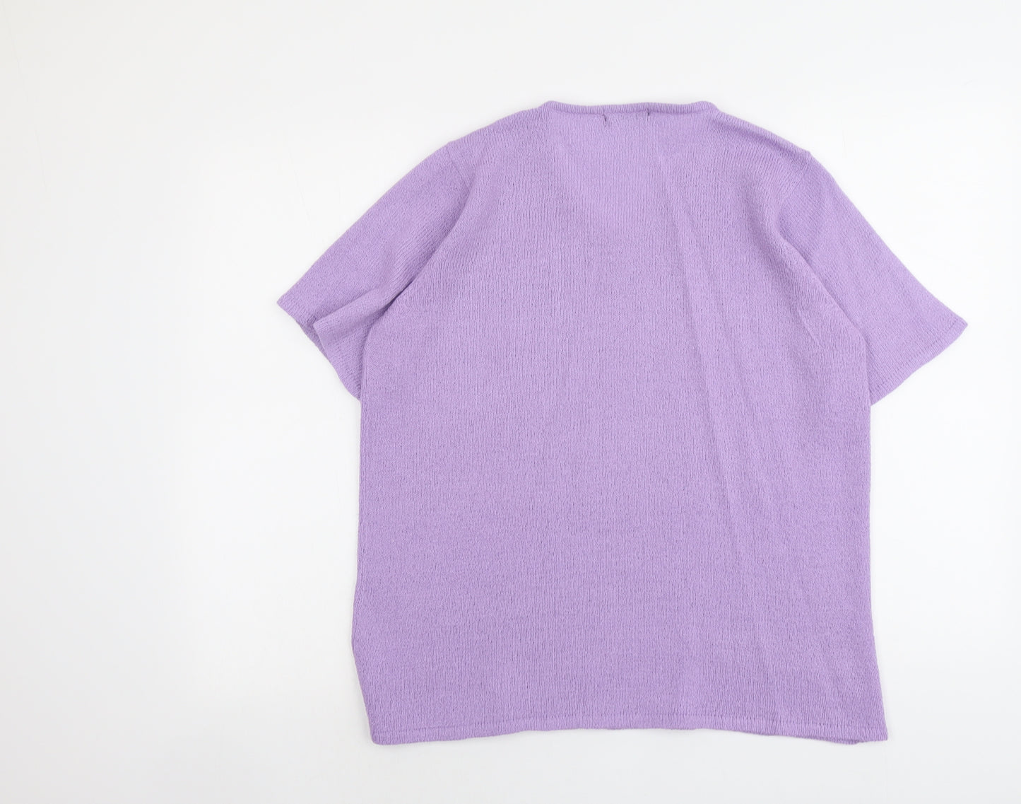 Bonmarché Womens Purple V-Neck Acrylic Pullover Jumper Size M