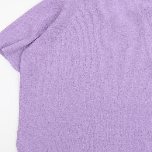 Bonmarché Womens Purple V-Neck Acrylic Pullover Jumper Size M