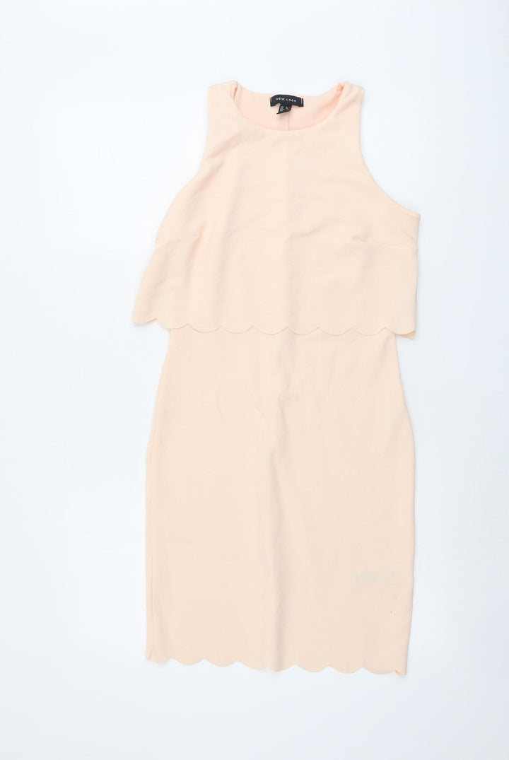 New Look Womens Pink Polyester A-Line Size 8 Round Neck Pullover