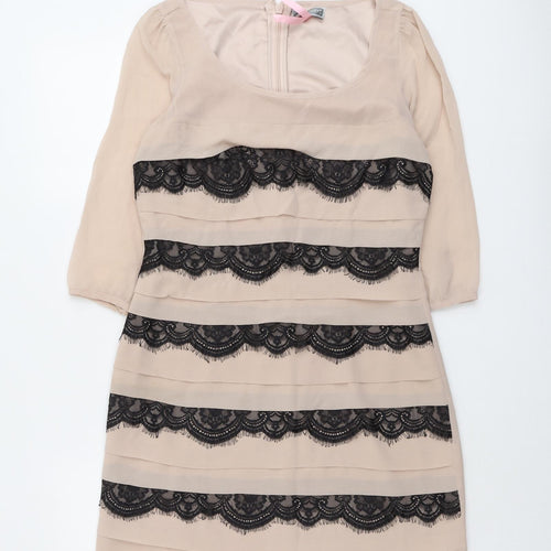 Lipsy Womens Pink Polyester A-Line Size 10 Round Neck Zip