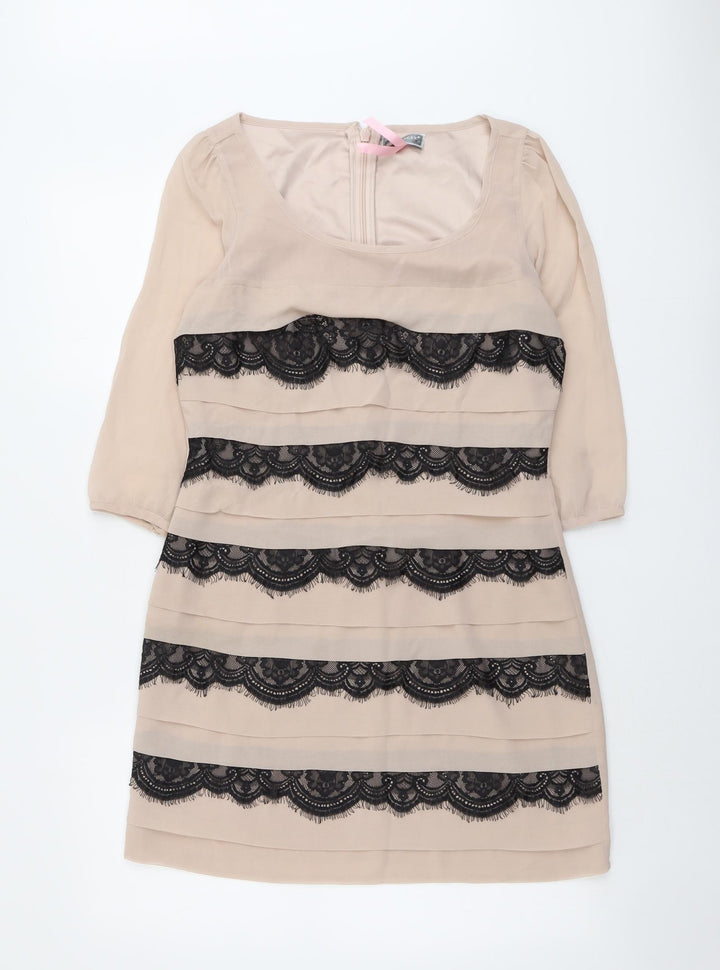 Lipsy Womens Pink Polyester A-Line Size 10 Round Neck Zip