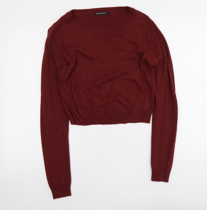 Terranova Womens Red Scoop Neck Acrylic Pullover Jumper Size L