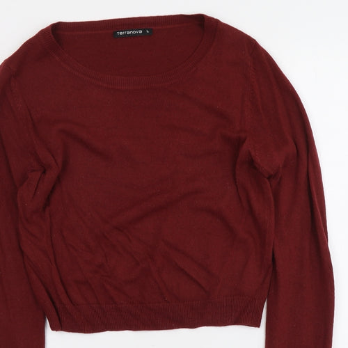 Terranova Womens Red Scoop Neck Acrylic Pullover Jumper Size L