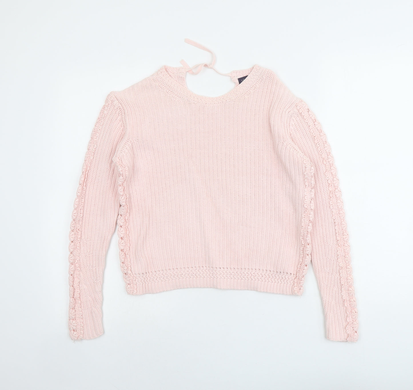 Marks and Spencer Womens Pink Round Neck Cotton Pullover Jumper Size S