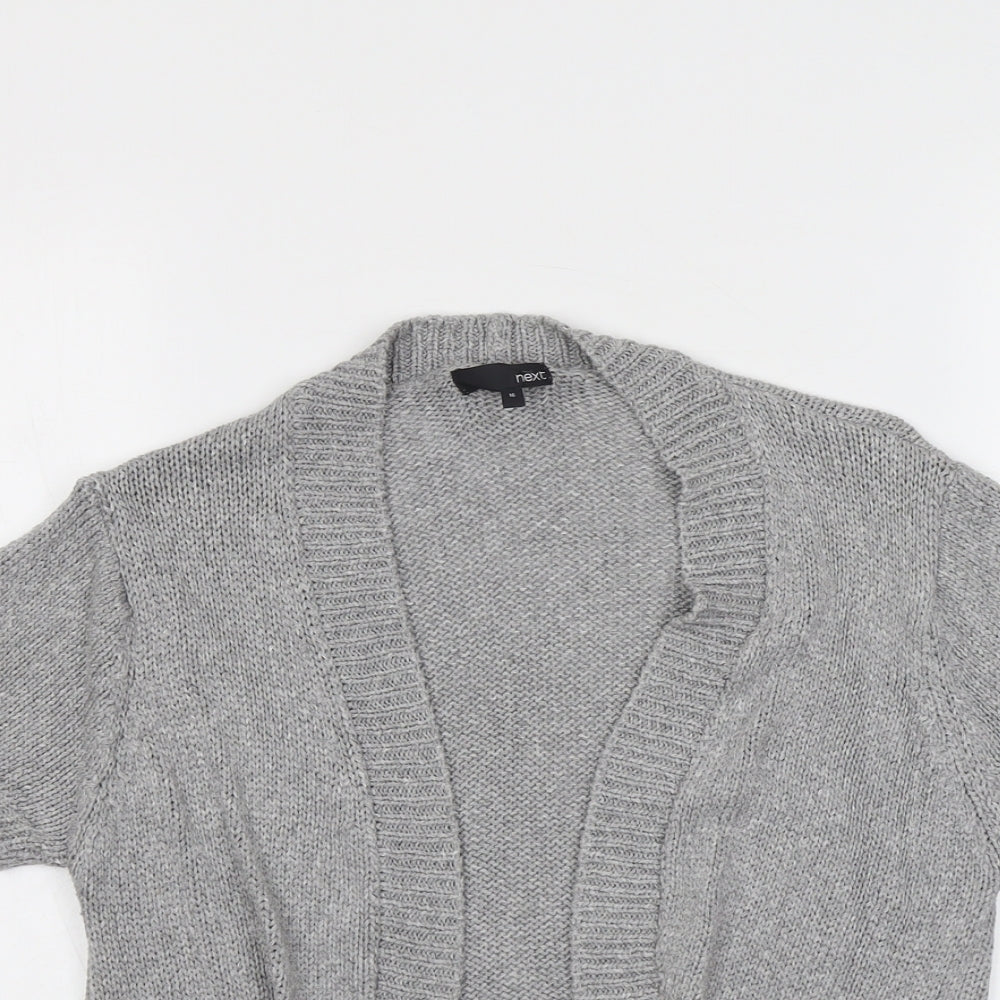 NEXT Womens Grey V-Neck Acrylic Cardigan Jumper Size 16