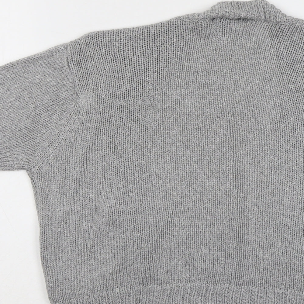 NEXT Womens Grey V-Neck Acrylic Cardigan Jumper Size 16