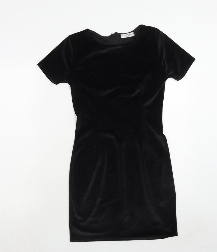 Rare London Womens Black Polyester A-Line Size 8 Round Neck Zip