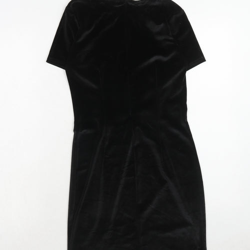Rare London Womens Black Polyester A-Line Size 8 Round Neck Zip
