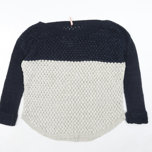 Sweewe Womens Blue Boat Neck Acrylic Pullover Jumper Size M