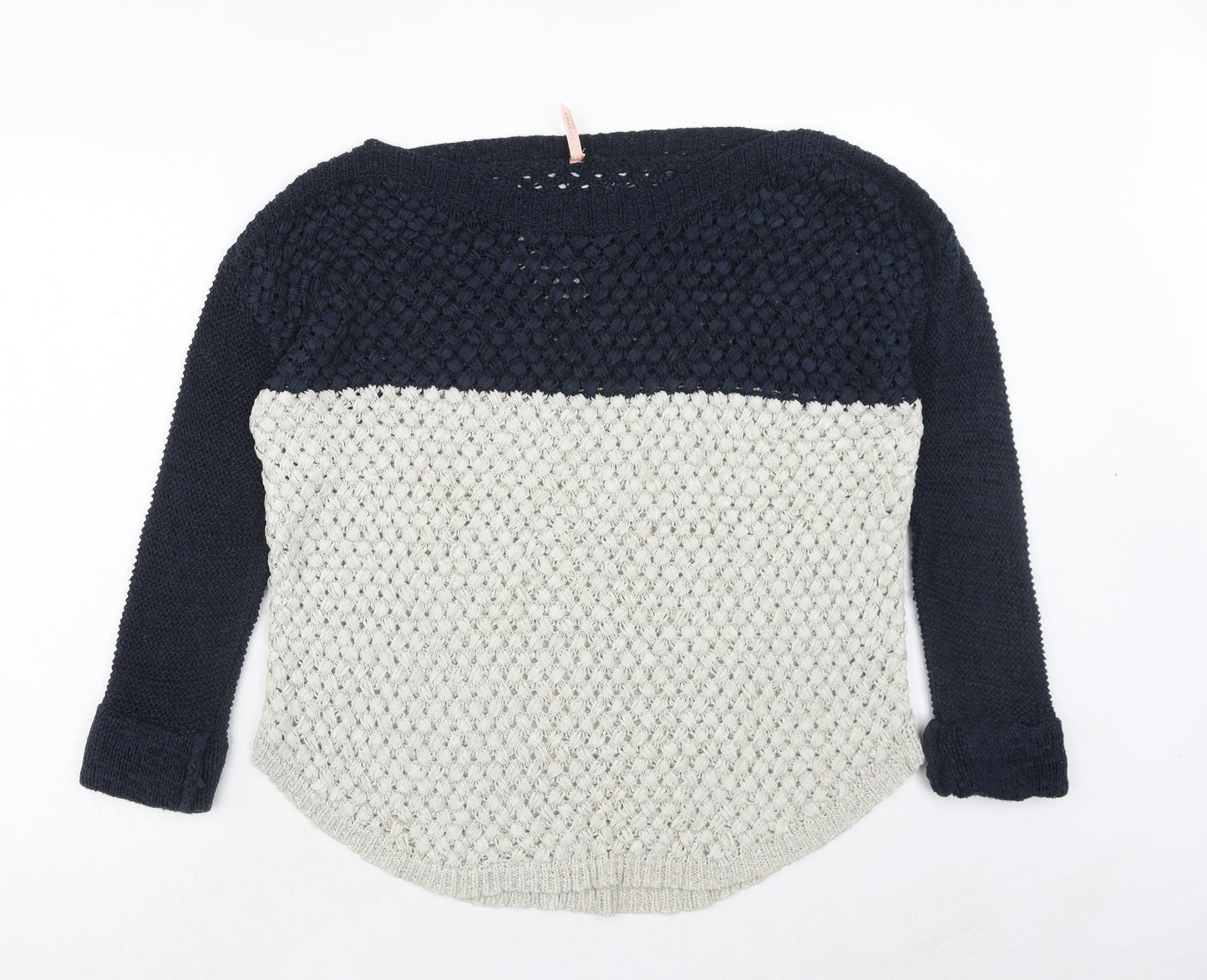 Sweewe Womens Blue Boat Neck Acrylic Pullover Jumper Size M