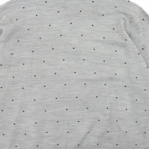 Ann Marie Womens Grey V-Neck Plaid Acrylic Pullover Jumper Size XL