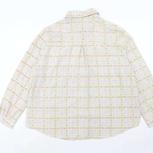 Boohoo Womens Multicoloured Plaid Polyester Basic Button-Up Size 16 Collared