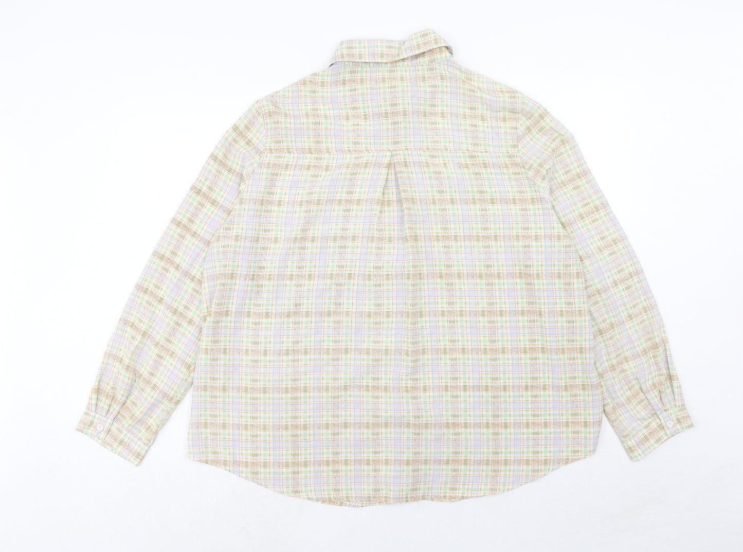 Boohoo Womens Multicoloured Plaid Polyester Basic Button-Up Size 16 Collared