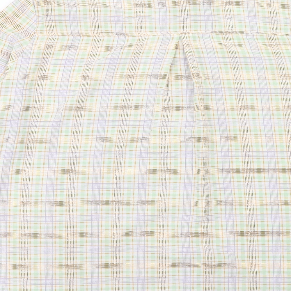Boohoo Womens Multicoloured Plaid Polyester Basic Button-Up Size 16 Collared